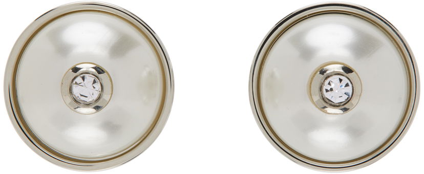 Uhani We11done We11done Pearl with Crystal Earrings Kovinski | WD-AJ3-22-517-U-SV