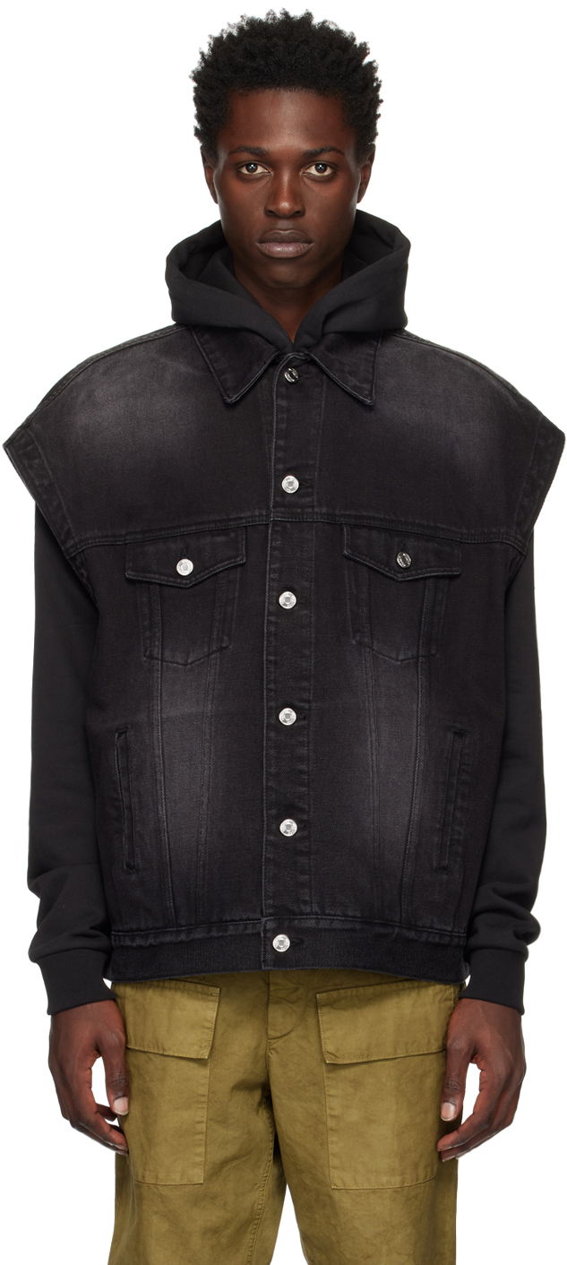 Telovnik We11done We11done Oversized Trucker Denim Vest Črna | WD-DV3-22-385-U-BK