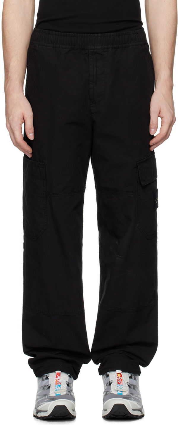 Cargo hlače Stone Island Black Relaxed-Fit Cargo Pants Črna | 811532212
