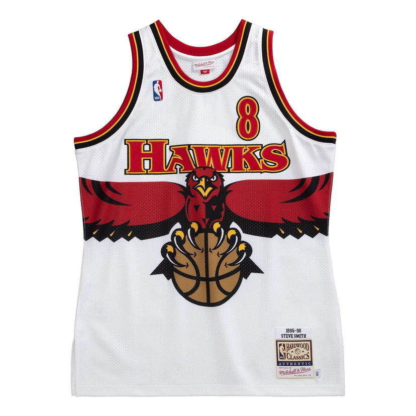 Dres Mitchell & Ness NBA Atlanta Hawks 1995-96 Steve Smith 8 Jersey Bela | AJY4SB19087-AHAWHIT95SSM