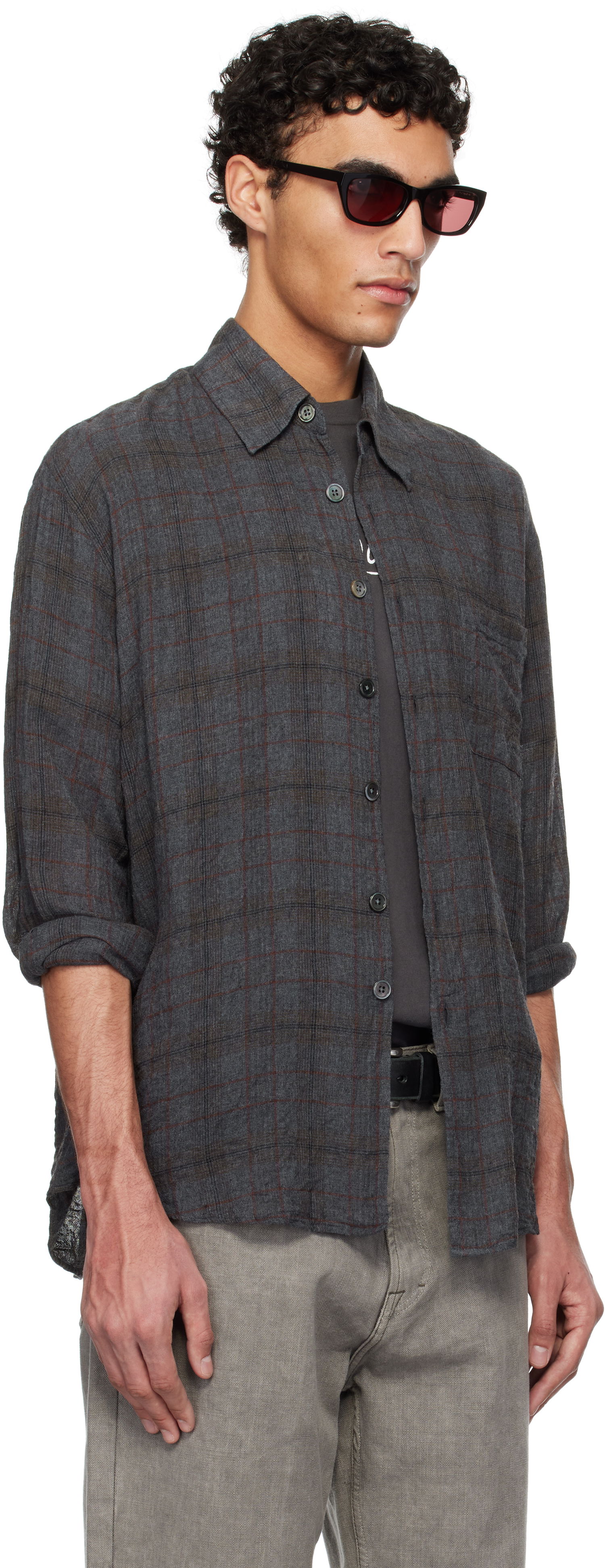 Srajce OUR LEGACY Our Legacy Above Check Linen Shirt Siva | M2252ASB, 1