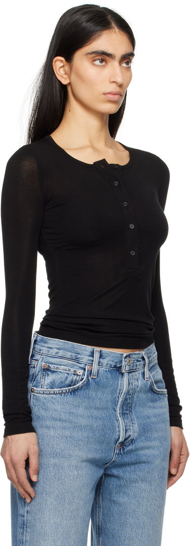 Majica AGOLDE AGOLDE Faustine Henley Top Črna | A7339-1618, 1
