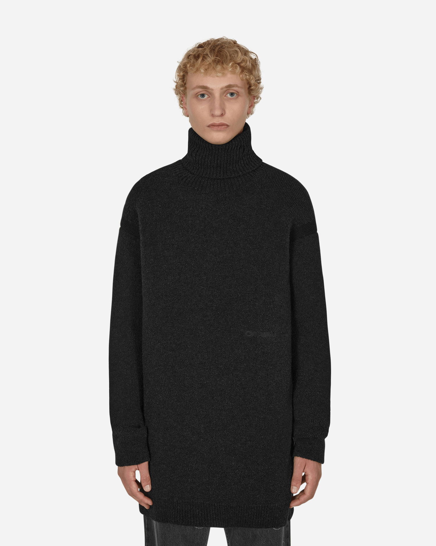 Pleteni pulover Off-White Micro Bouclé Knit Turtleneck Black Črna | OMHF039F22KNI001 1010, 1