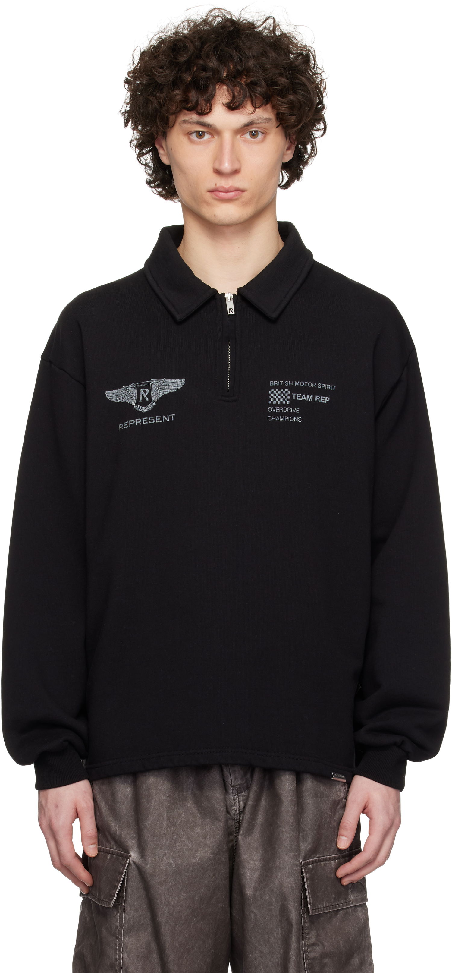 Pleteni pulover Represent Clo Represent 'Team Rep' Quarter-Zip Sweatshirt Črna | MLM41054, 0