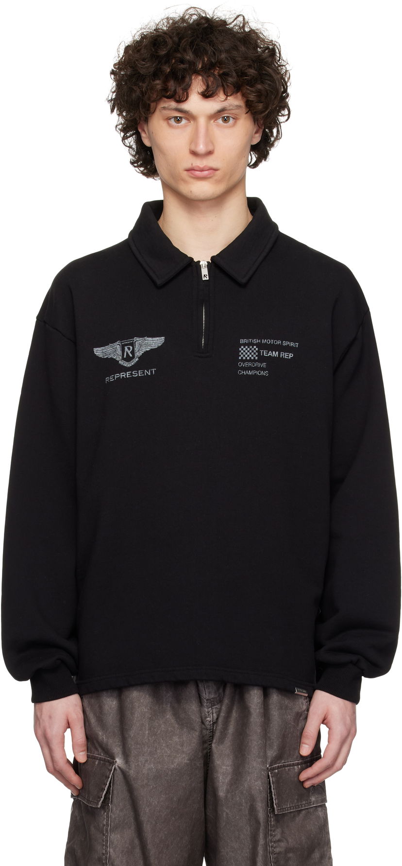 Pleteni pulover Represent Clo Represent 'Team Rep' Quarter-Zip Sweatshirt Črna | MLM41054