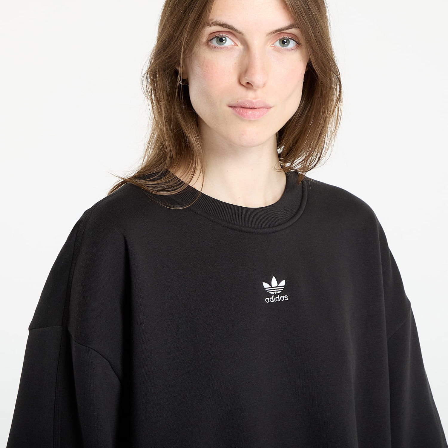 Pulover adidas Originals Essentials Fleece Long Oversized Crew Sweatshirt Črna | IY1834, 1