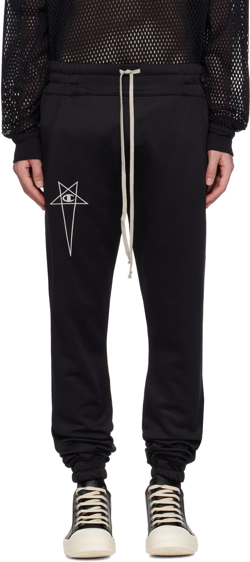 Trenirka Rick Owens Rick Owens Champion Edition Joggers Sweatpants Črna | CM01E1684 CHJS SHINY SWEAT JERSE
