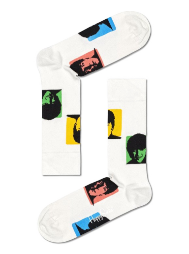 Nogavice Happy Socks Beatles Silhouettes Bela | BEA01-1300