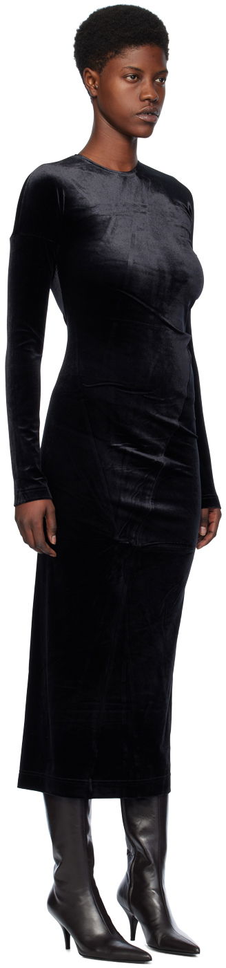 Obleke TOTEME Twisted Velvet Midi Dress Črna | 234-WRD824-FB0078, 1
