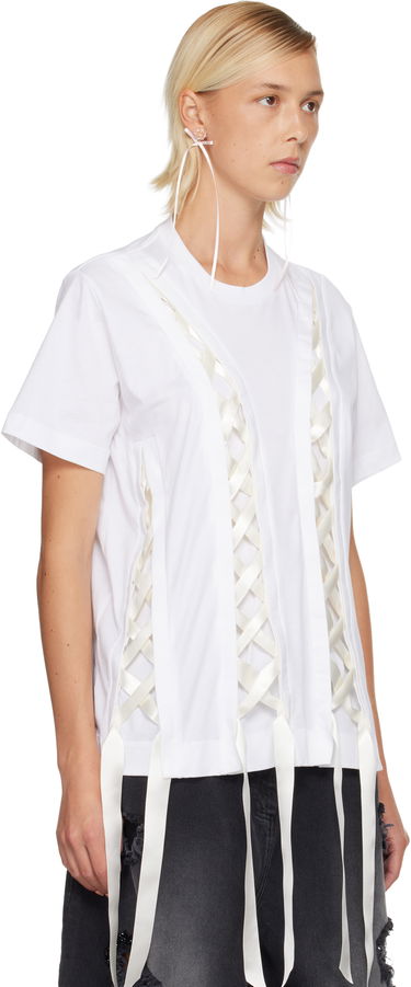 Majica Simone Rocha Simone Rocha Unraveling Ribbon T-shirt Bela | 5368 0553, 1