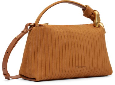 Torba za čez ramo JW Anderson The JWA Corner Pleated Suede Shoulder Bag with Sculptural Chain Handle Rjava | HB0755-LA0375, 3