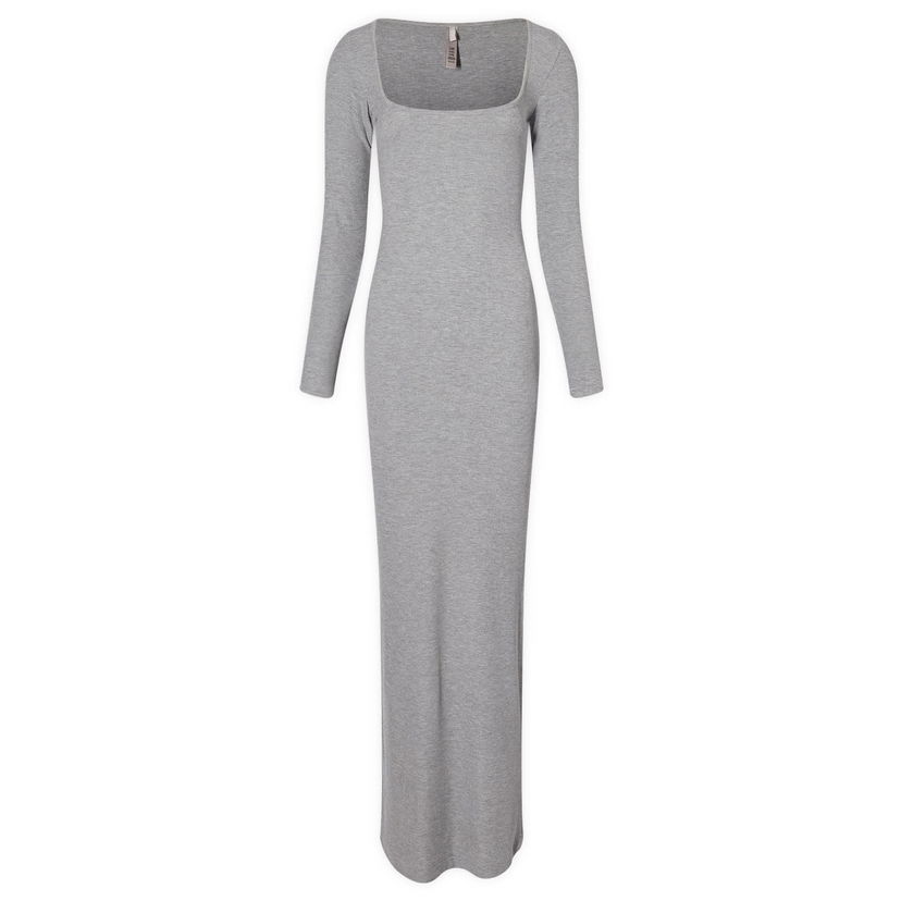 Obleke SKIMS Soft Lounge Long Sleeve Dress Siva | AP-DRS-1701-HG