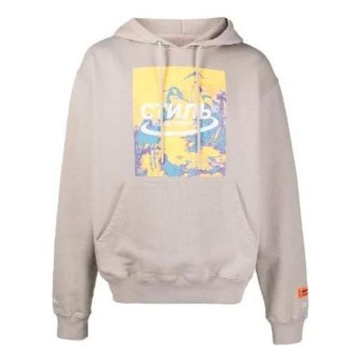 Pulover HERON PRESTON Heron Preston Halo Herons Graphic Print Hoodie Bež | HMBB015R21JER0016116