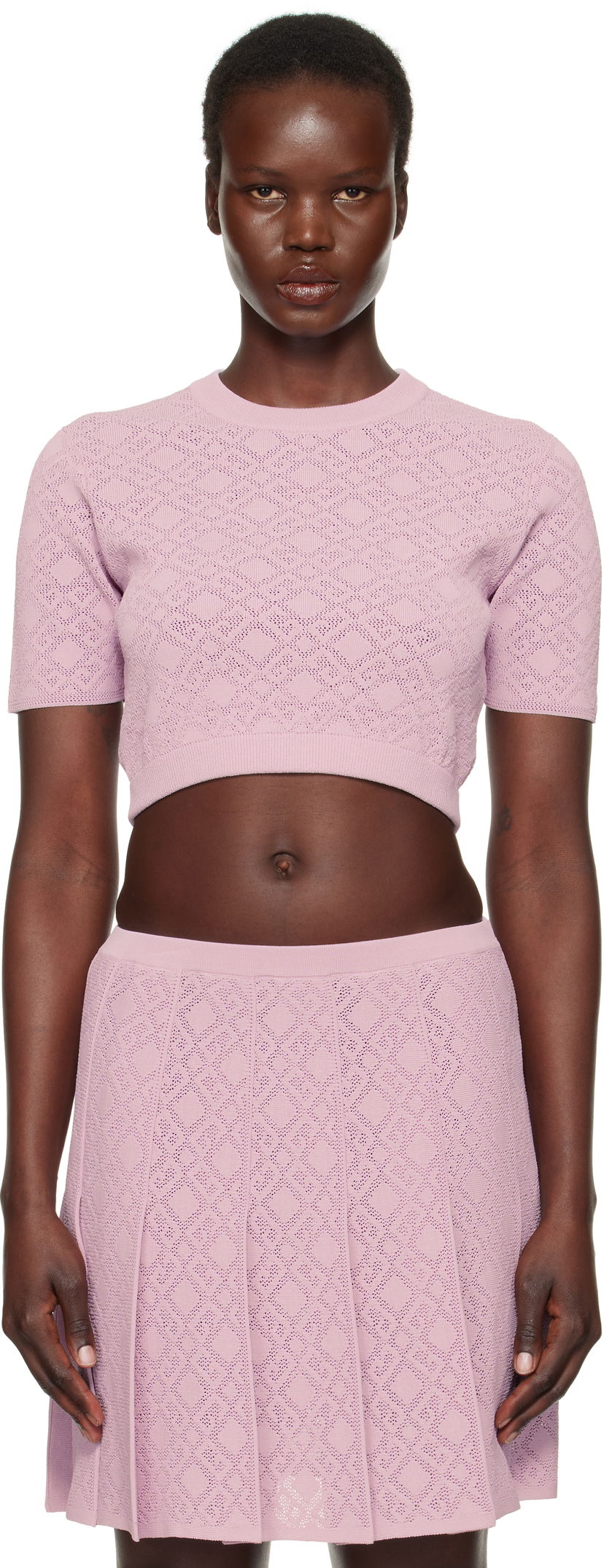 Pleteni pulover Givenchy Cropped Jacquard Sweater Roza | BW90TT4ZPN533
