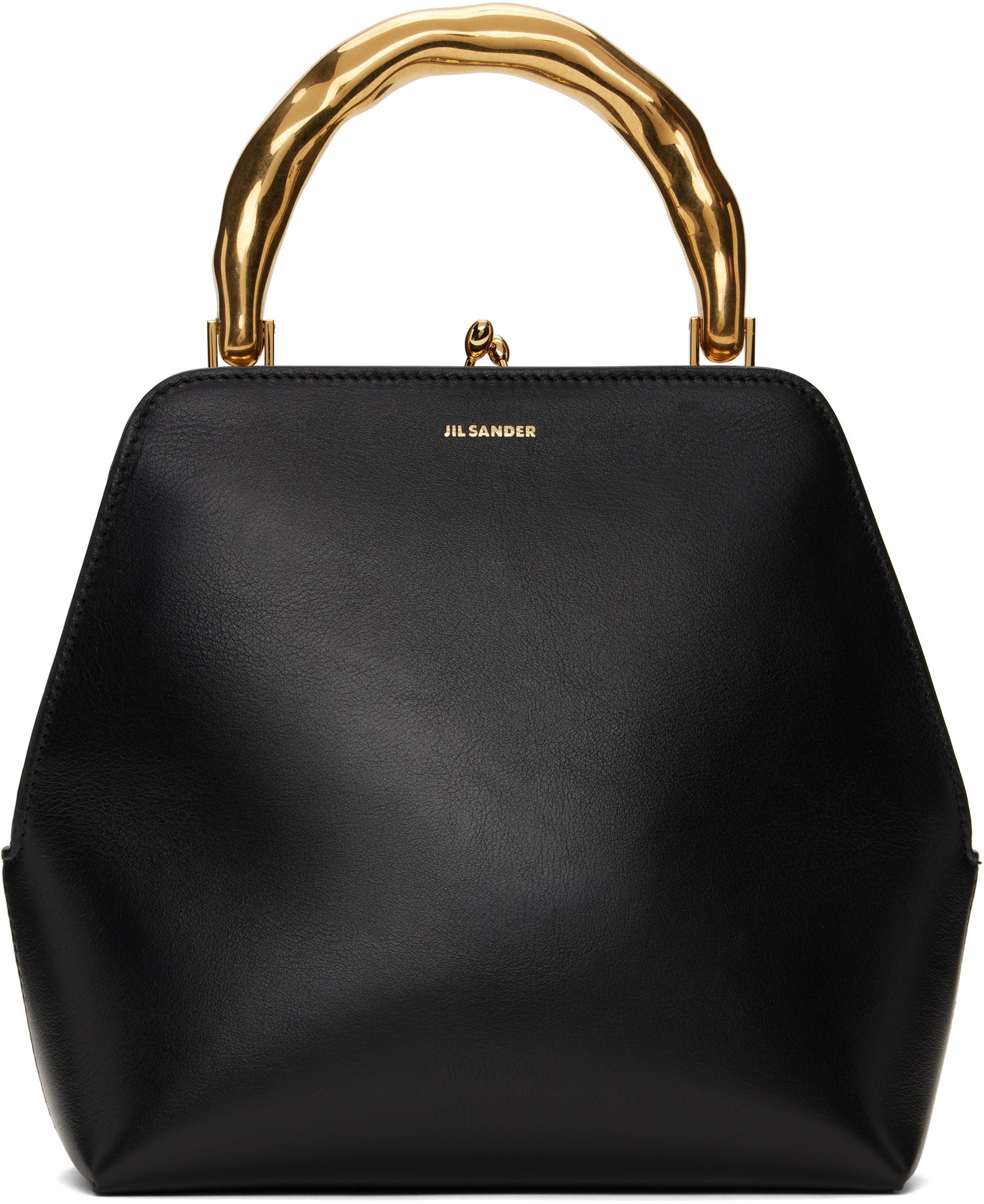 Torbica Jil Sander Square Leather Bag With Gold Handle Črna | J08WD0126_P7190, 0