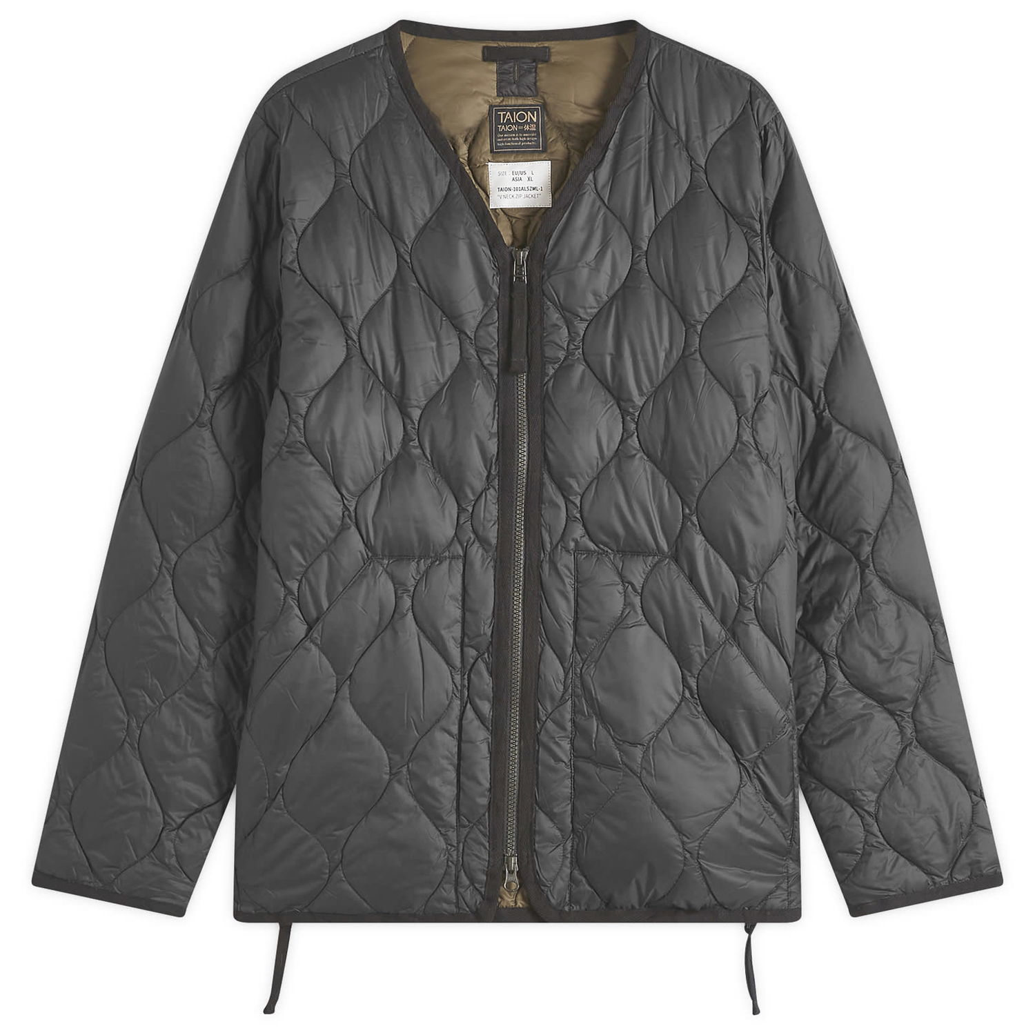 Telovnik TAION Military Zip V-Neck Softshell Down Jacket, Size Large Siva | TAION-101ALSZML-1-BLK, 1