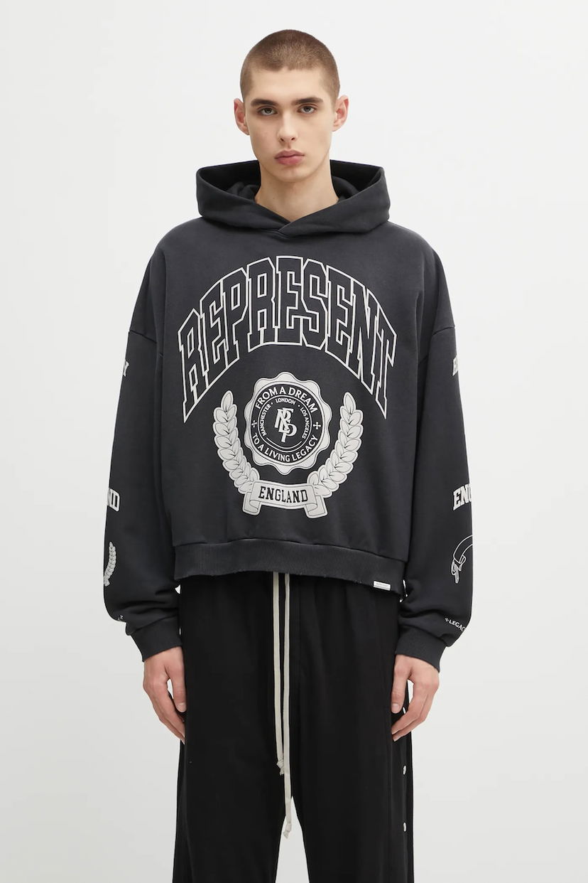 Pulover Represent Clo Represent Legacy Crest Hoodie Črna | MLM100372