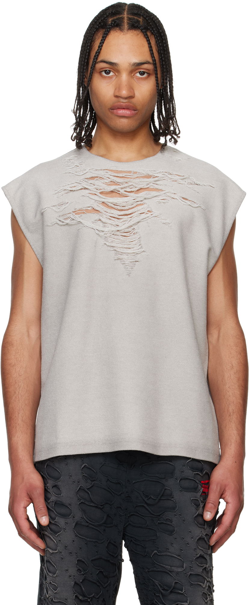 Majica brez rokavov Diesel Diesel S-Rub-SL Distressed Tank Top Siva | A19115-0PLAI-97C