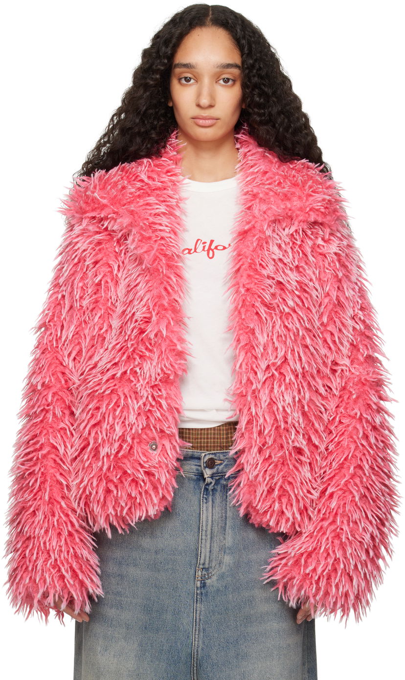 Jakna ERL ERL Varsity Faux-Fur Jacket Roza | ERL10J001