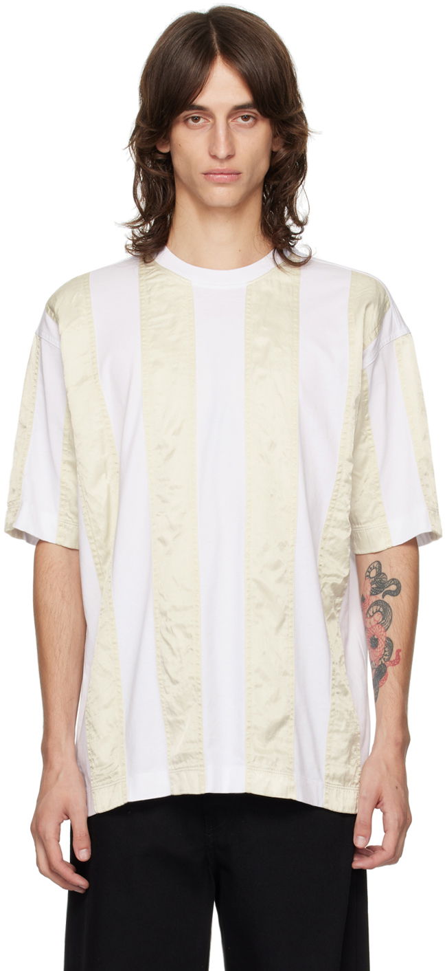 Majica Dries Van Noten White & Beige Paneled T-Shirt Bela | 242-021116-9603