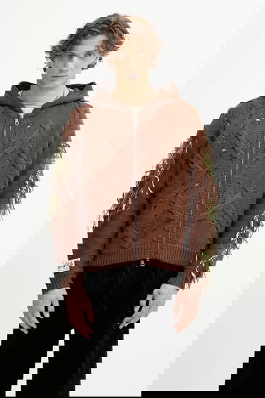 Pleteni pulover Andersson Bell Andersson Bell Argyle Fisherman Hooded Zip-Up Cardigan Rjava | atb1347u, 0