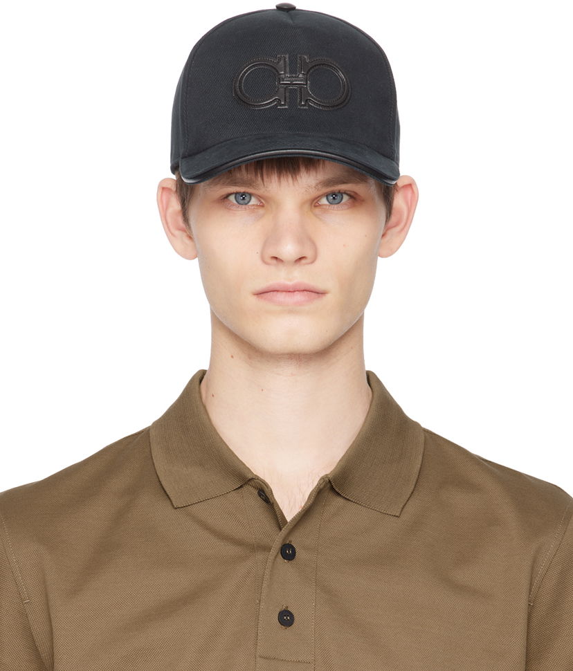 Kapa FERRAGAMO Baseball Cap with Embroidered Logo Črna | 736927