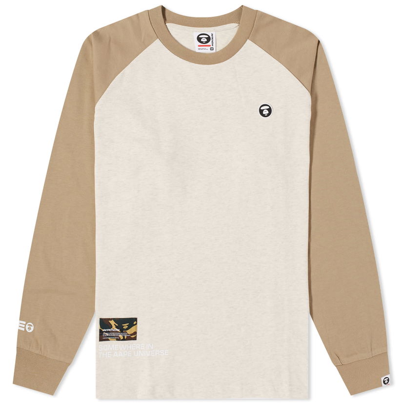 Majica AAPE by A Bathing Ape AAPE Now Long Sleeve T-Shirt Bež | AAPLTM1019XXL-BGD