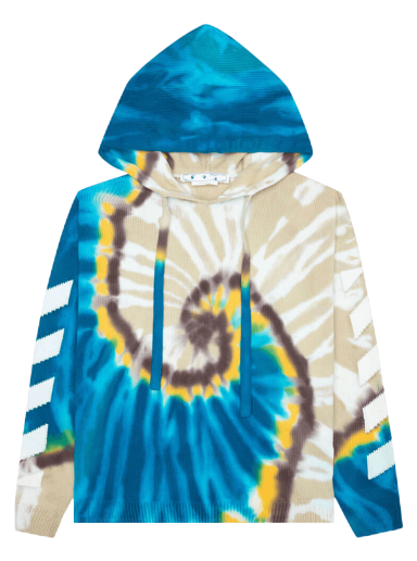 Pulover Off-White Diag Tie Dye Knit Hoodie Večbarvna | OMHA148S22KNI0016101