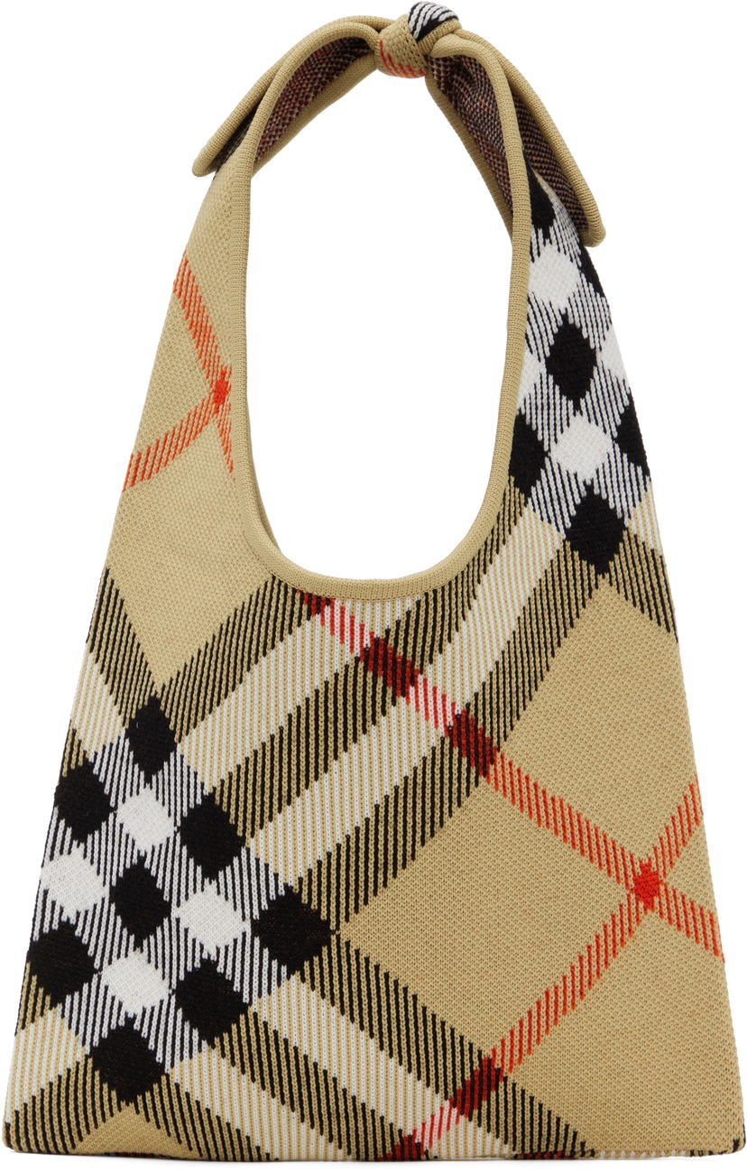 Torbica Burberry Burberry Check Tie Knit Tote Bež | 8110029