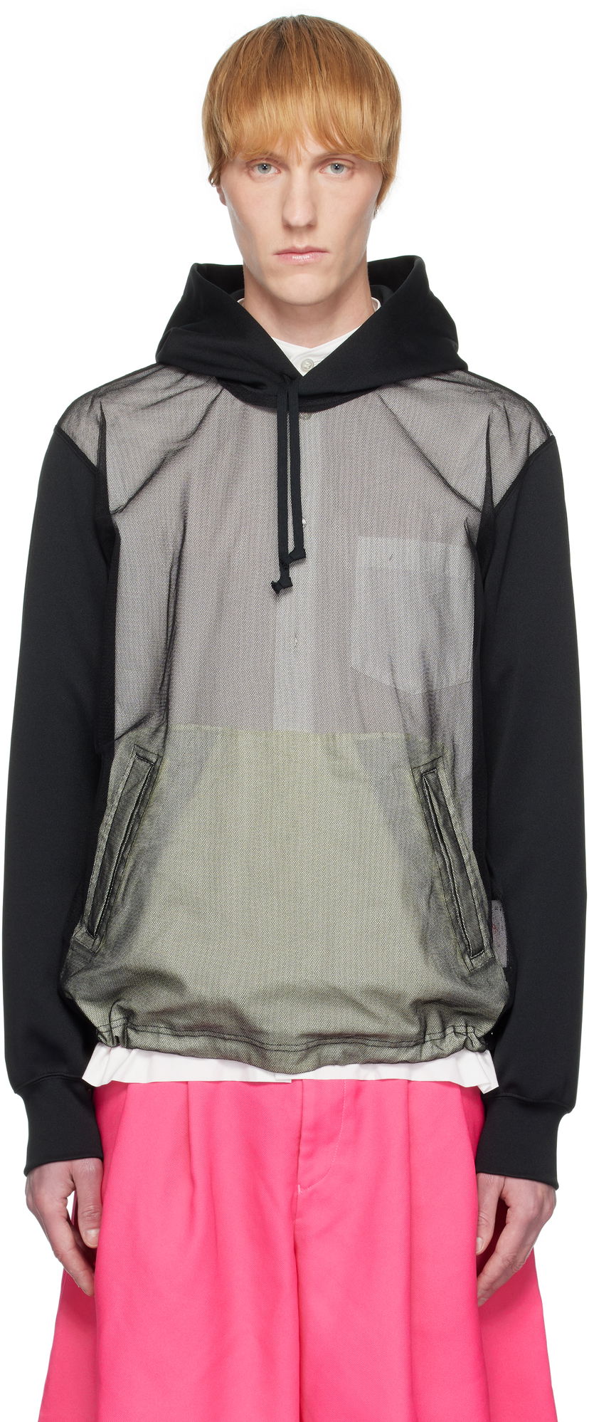 Pulover Comme des Garçons Homme Plus Smooth Thick & Tulle Hoodie Črna | PO-T030-051