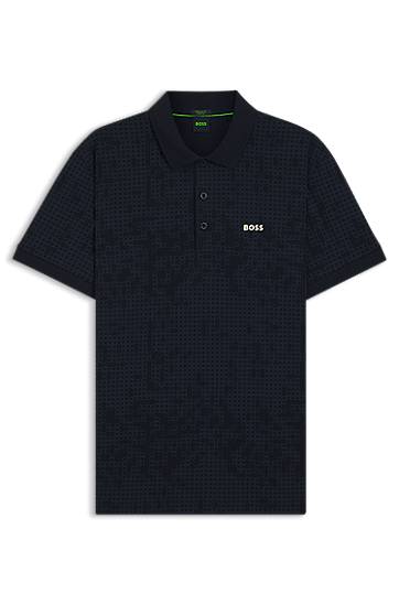 Polo majica BOSS Stretch Cotton Polo Shirt with All-Over Print Mornarica | 50549358