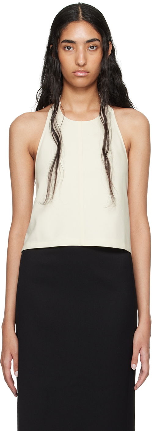 Majica brez rokavov WARDROBE.NYC Off-White Backless Halter Top Bela | W1058R12, 0