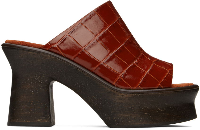 Modni dodatki FERRAGAMO Ferragamo Samanta Platform Heeled Mules Rjava | 01E077 758219, 0