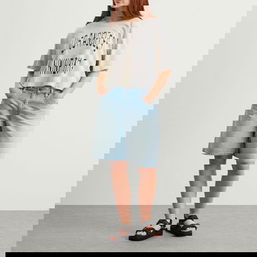 Krop-top Anine Bing Anine Bing Johnny Cropped T-Shirt, Size Large Siva | A-08-11449-GRY1, 4