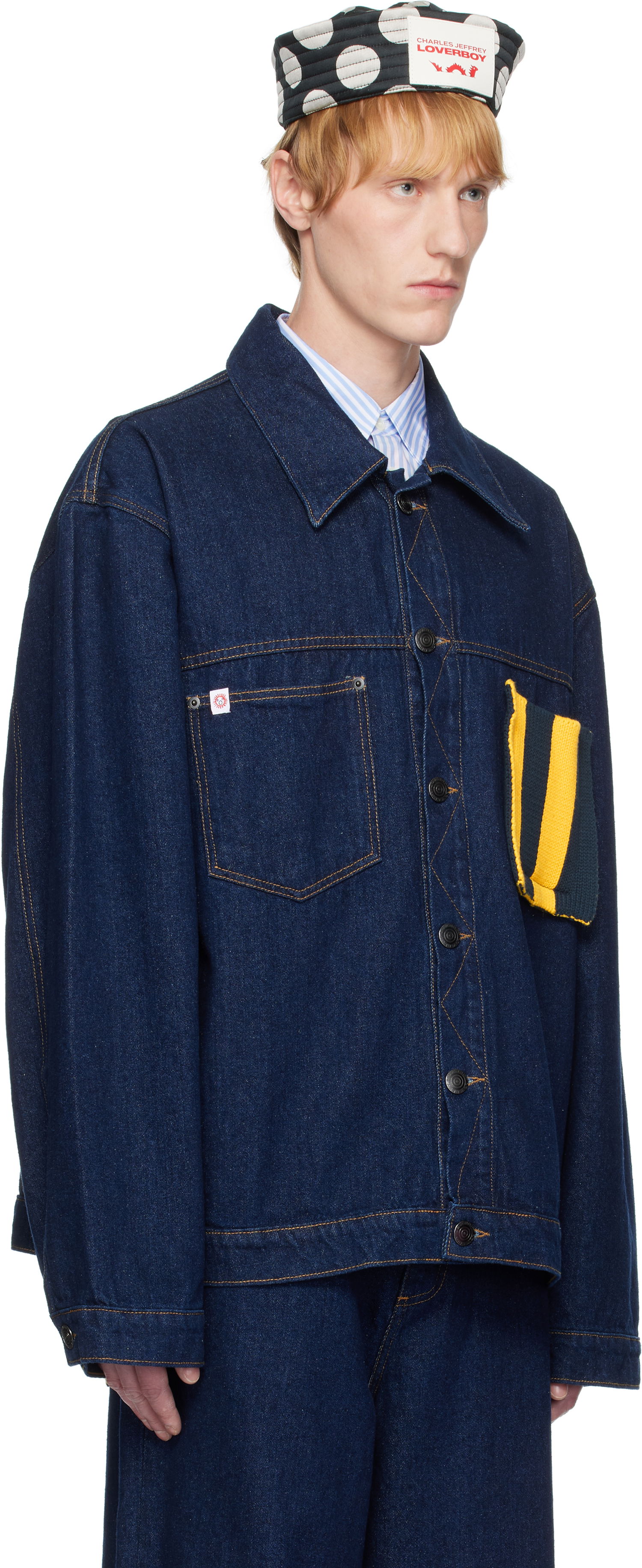 Jakna Charles Jeffrey Loverboy Charles Jeffrey LOVERBOY Knit Patch Cargo Denim Jacket Modra | 54010201, 1