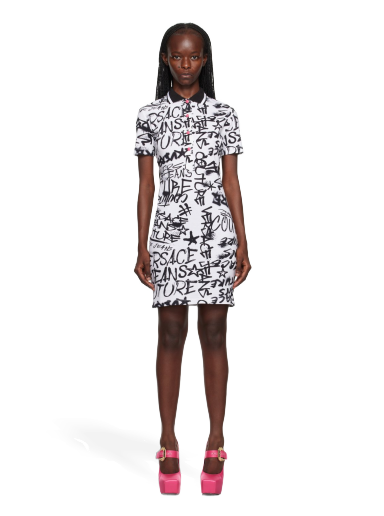 Obleke Versace Jeans Couture Graffiti Minidress Bela | E75HAO975_EJS242