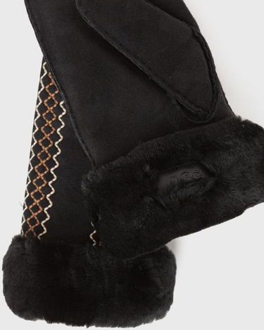 Rokavice UGG Embroidered Sheepskin Mittens Črna | 100907-BLK, 2