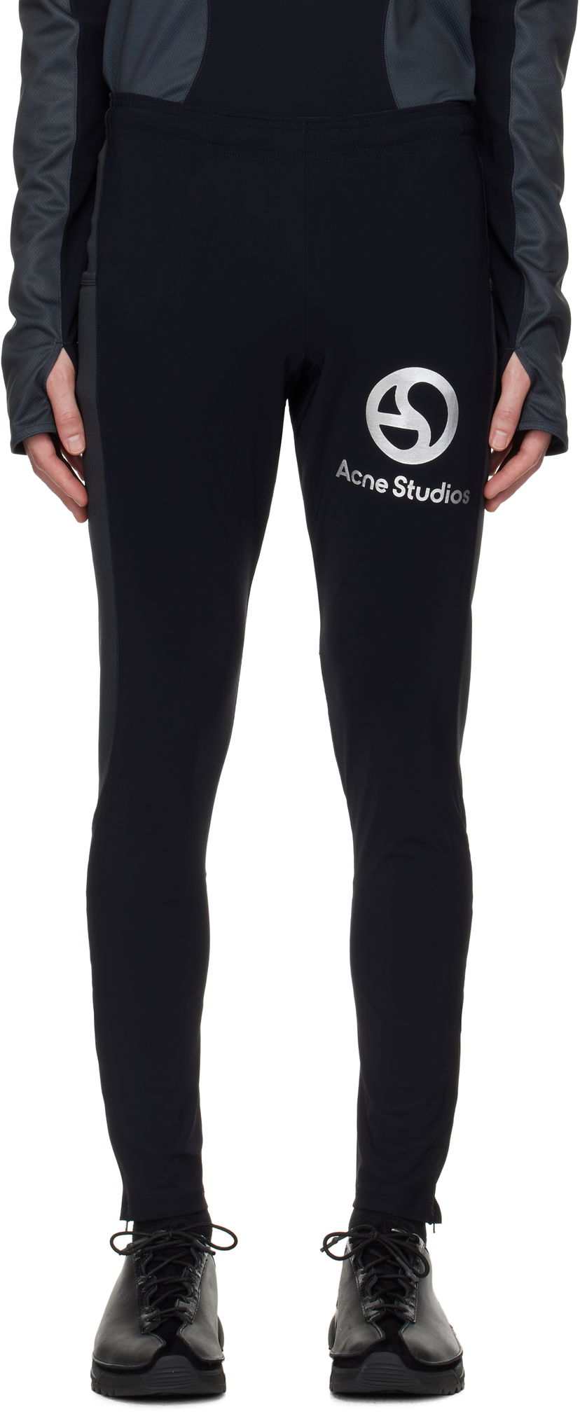 Pajkice Acne Studios Logo Leggings Črna | BK0680-