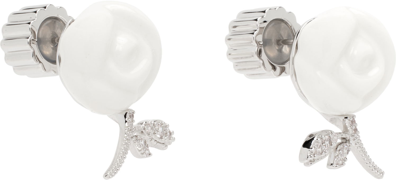 Uhani SHUSHU/TONG YVMIN Edition Ceramic Rose Earrings Bela | 25645WHT00DLR, 1