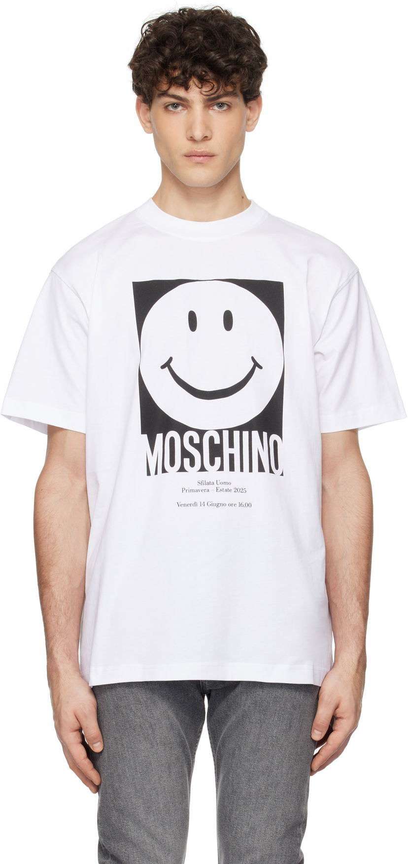 Majica Moschino Moschino Smiley Graphic T-Shirt Bela | 251ZZJ072302411001