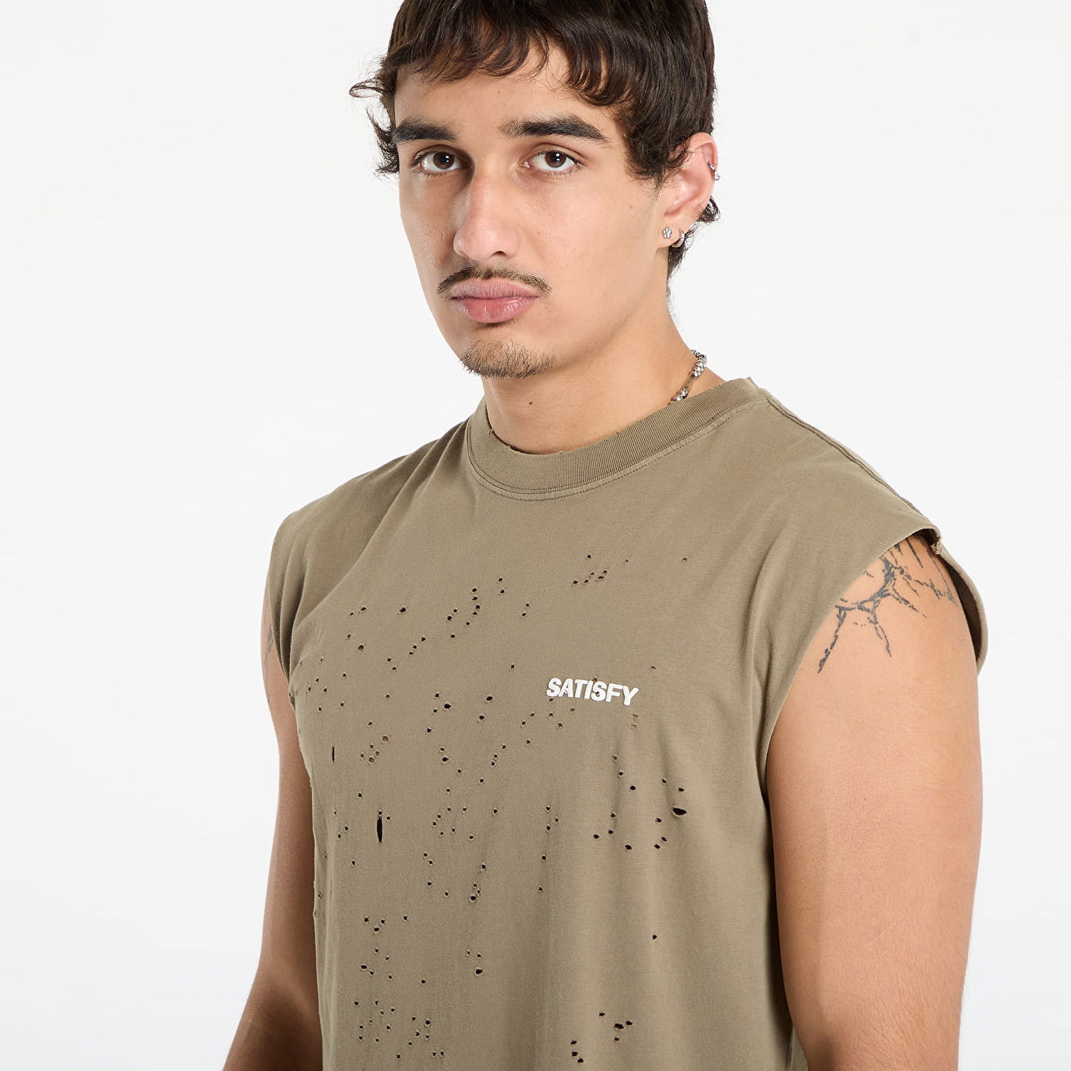 Majica brez rokavov Satisfy Satisfy MothTech Muscle Sleeveless T-Shirt Zelena | 11005-AFA-SAB, 1
