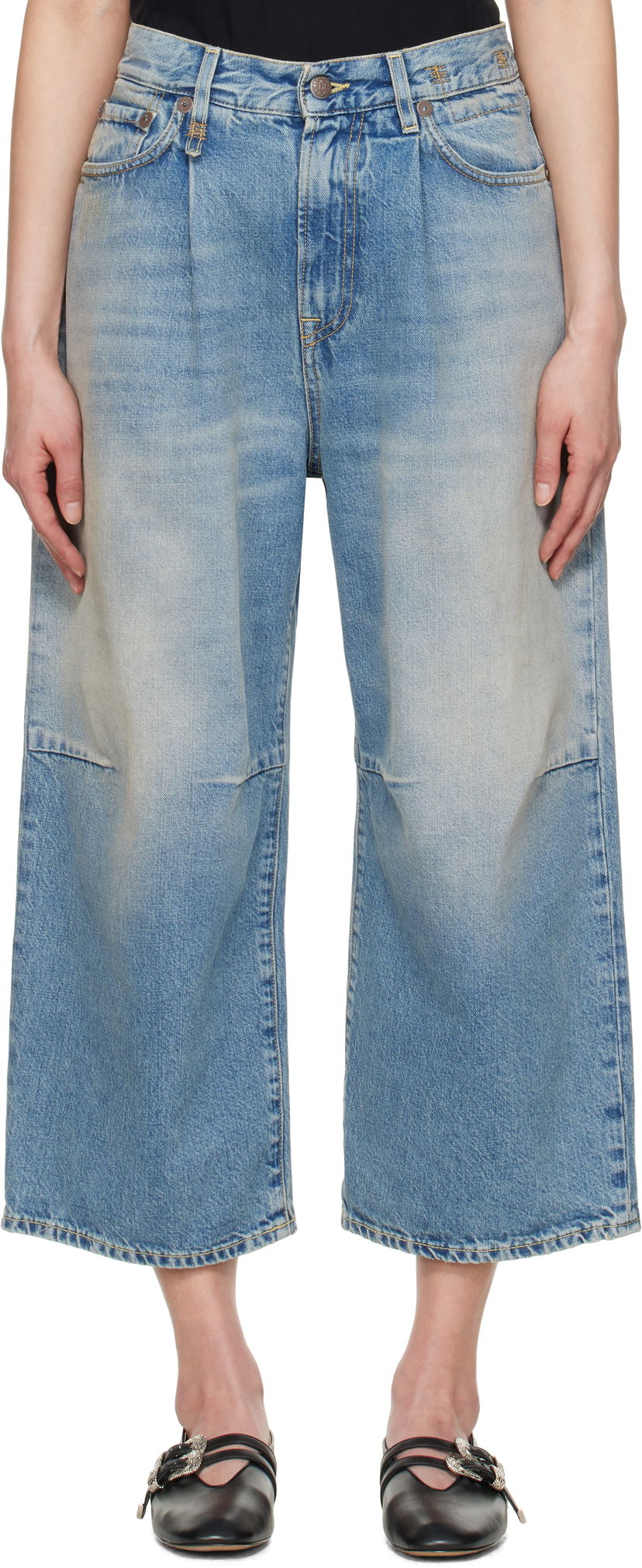 Kavbojke R13 R13 Cropped Wide Leg Jeans Modra | R13WD046-D306A