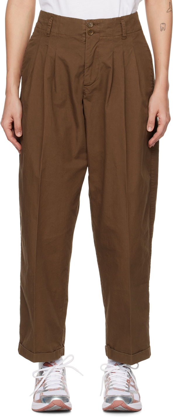 Hlače YMC Keaton Pleated Trousers Rjava | Q4UAN