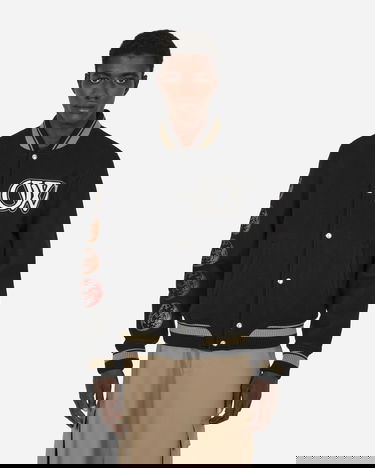 Bomber jakna Off-White Cryst Moon Phase Varsity Jacket Black Črna | OMEH053F23FAB002 1001, 1