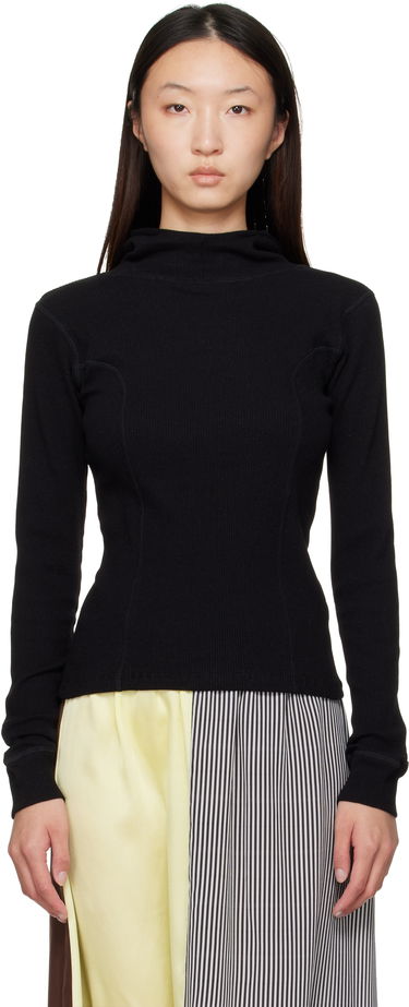 Pulover Baserange Baserange Hanifa Ribbed Hoodie Črna | TTHH-RCR-AU25, 0