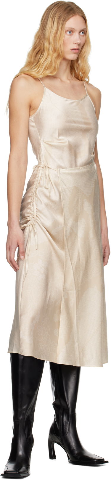 Obleke Feng Chen Wang Feng Chen Wang Pleated Silk Midi Dress Bež | FWS19DR04, 3