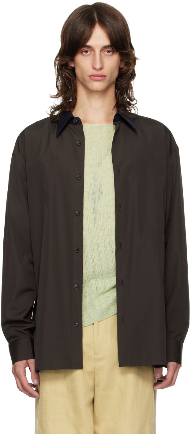 Srajce Dries Van Noten Brown Relaxed Shirt Črna | 242-020725-9244