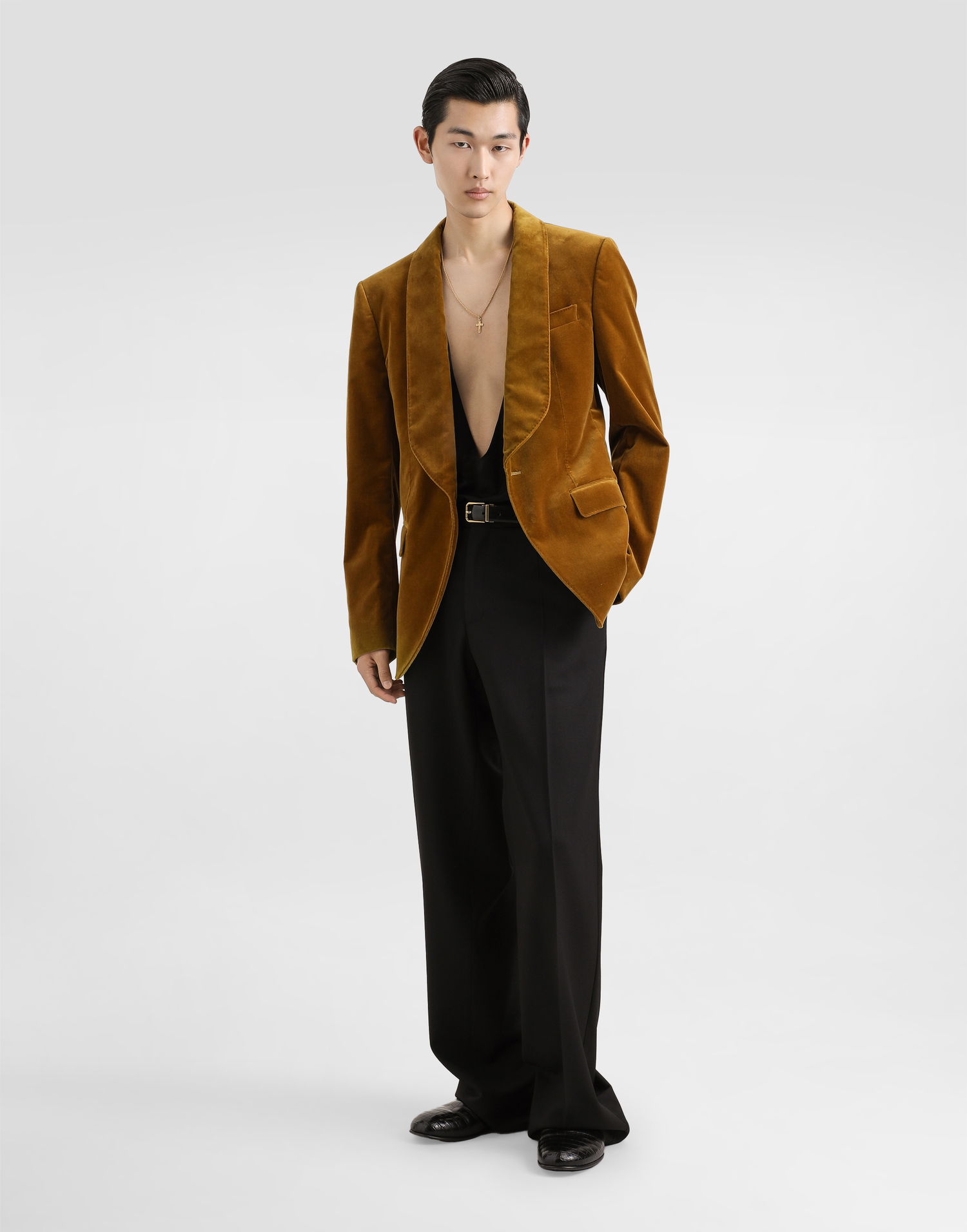 Jakna Dolce & Gabbana Velvet Single-breasted Jacket Rjava | G2UO6TFUWCUA0886, 1