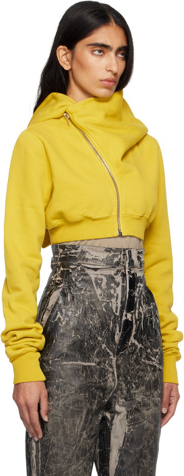 Pulover Rick Owens Concordians Micro Mountain Cropped Asymmetric Zip Hoodie Rjava | DS02E7237 F, 4