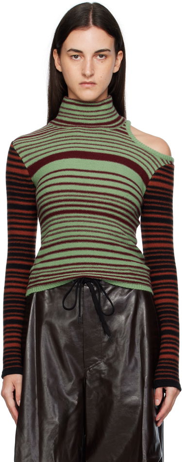 Pleteni pulover Andersson Bell Andersson Bell Elodie Multi Stripe Cut-Out Turtleneck Zelena | atb1356w, 0